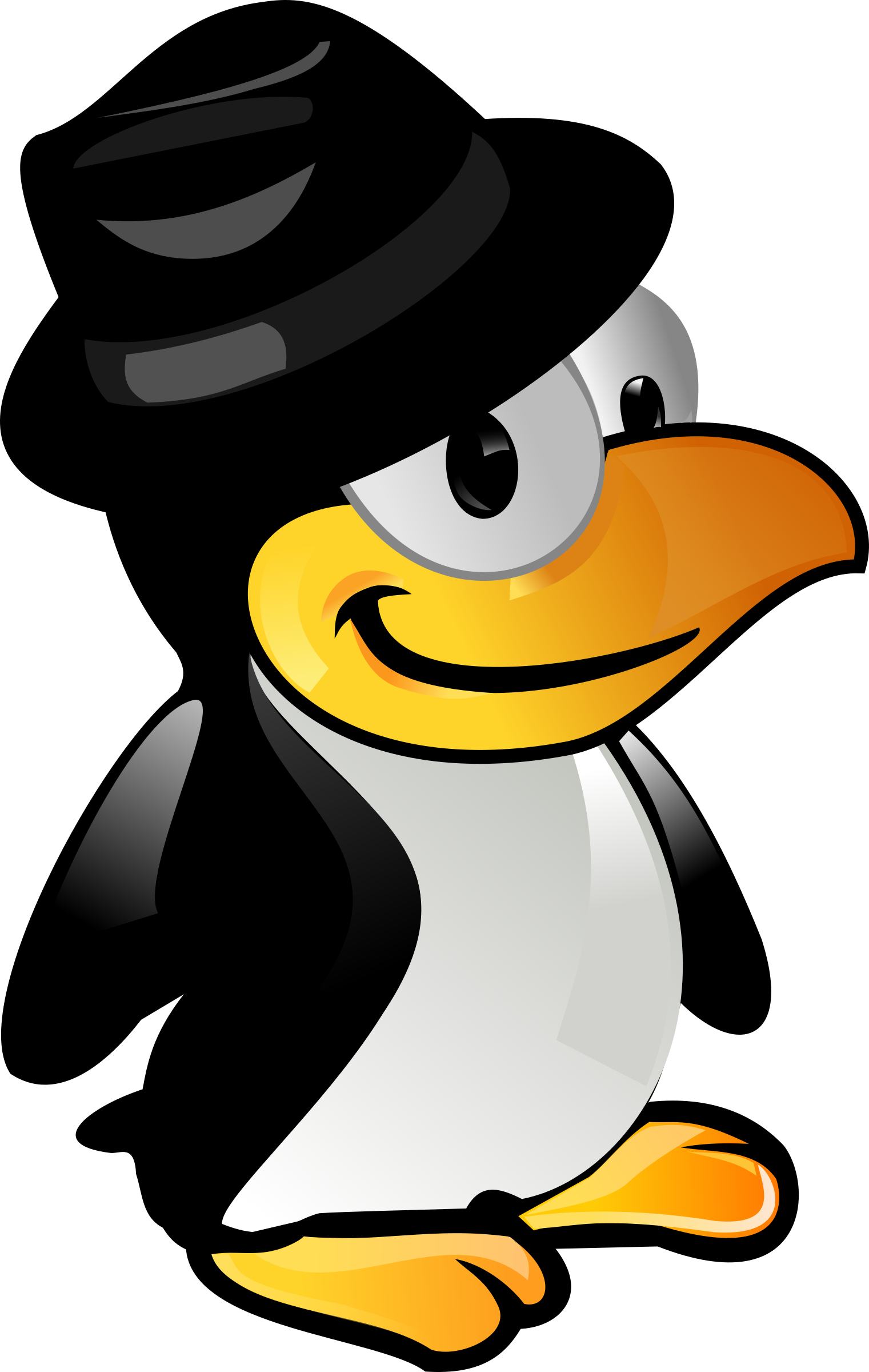 This Free Icons Png Design Of Tux With Black Hat (1521x2400), Png Download