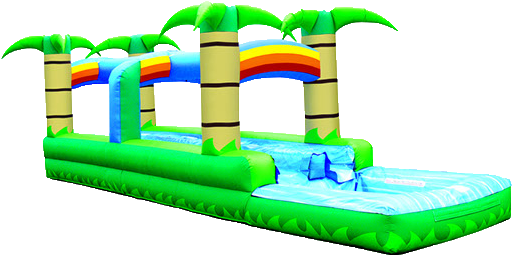 Tropical 2 Lane Water Slide - Water Slides Clipart Png (560x272), Png Download