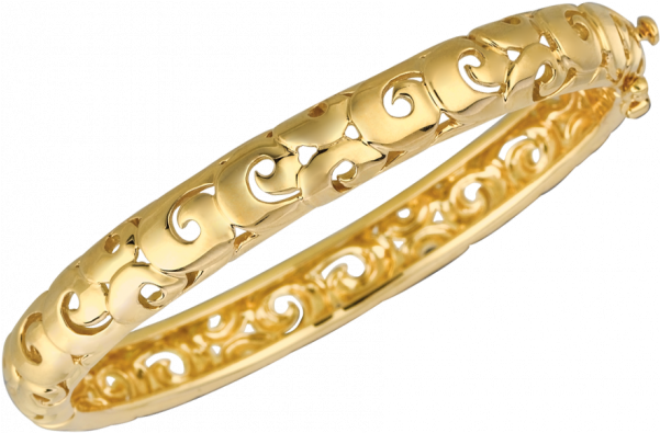 18kt Yellow Gold Arabesque Bangle (600x600), Png Download