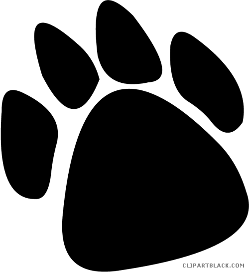 Panther Paw Print Animal Free Black White Clipart Images - Panther Paws Transparent Background (500x545), Png Download