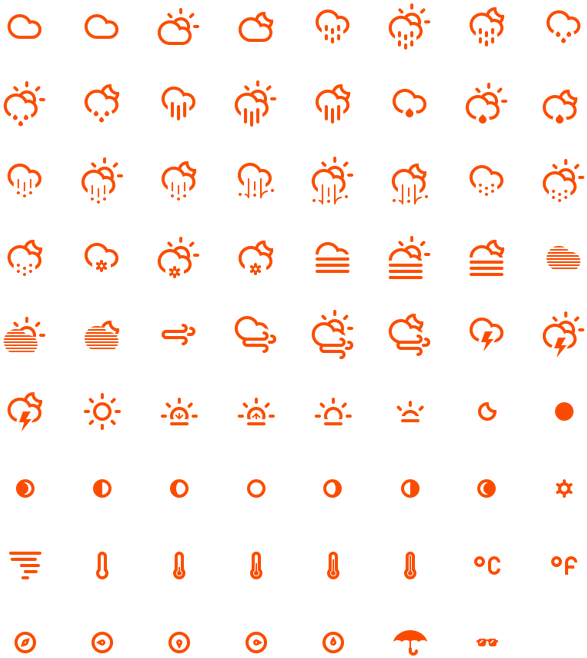 Climacons, 75 Free Weather Icons - Weather Icons Ttf (616x693), Png Download