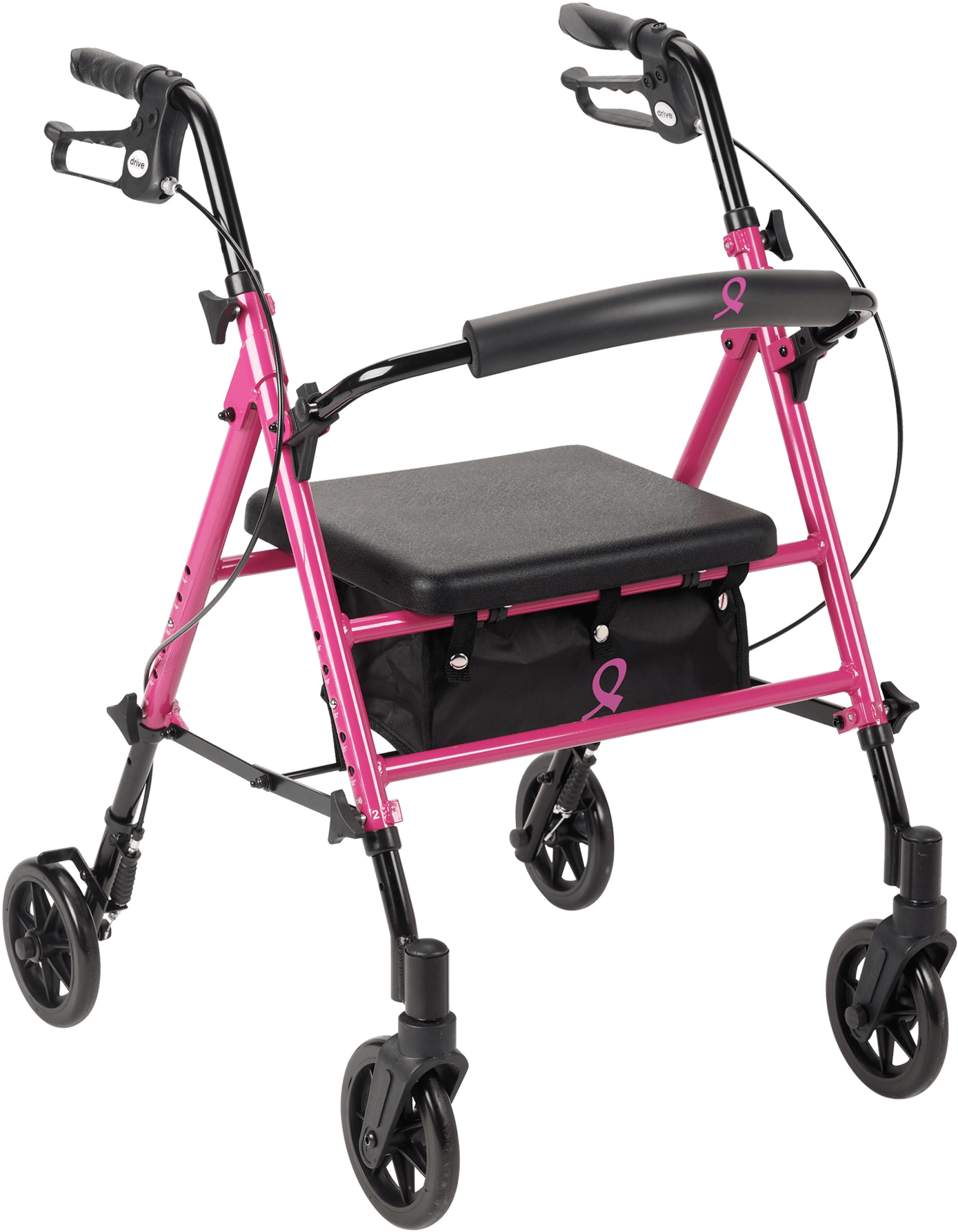 Breast Cancer Awareness Adjustable Height Pink Rollator - Drive Rollator (1800x2048), Png Download