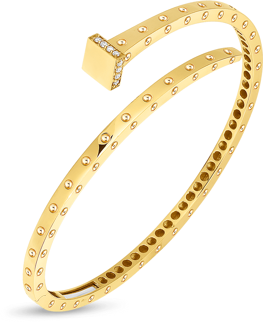 Roberto Coin 18k Yellow Gold Slim Chiodo Bangle - Bangle (1600x1600), Png Download