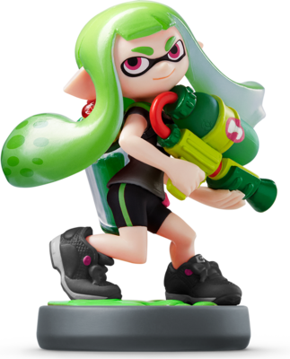 Inkling Girl (splatoon) Amiibo Figure - Splatoon Green Inkling Amiibo (323x400), Png Download