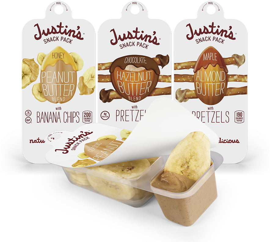 Justins Snack Pack Family - Justin's Nut Butter - Snack Pack With Pretzels Maple (1085x904), Png Download