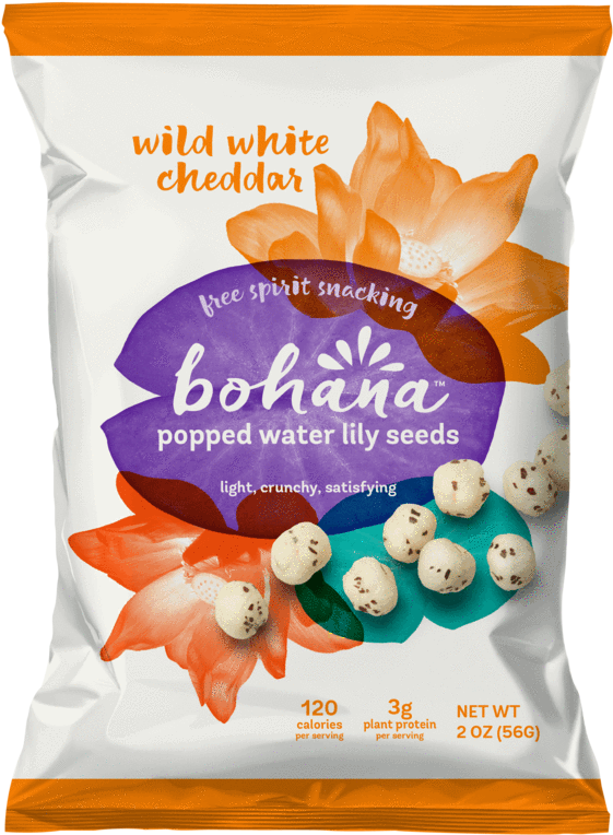Bohana Wild White Cheddar Popped Water Lily Seeds Bag - Snack (709x1024), Png Download
