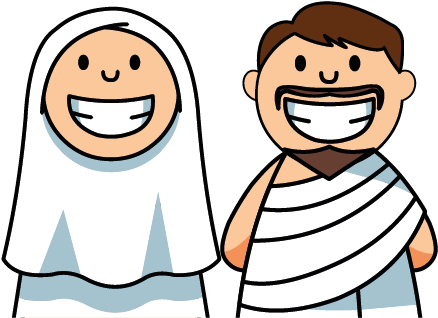 Btf Umrah Couple - Umrah Clip Art Png (460x343), Png Download