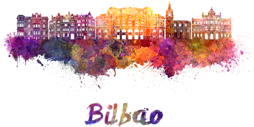 Bleed Area May Not Be Visible - Bilbao Skyline Watercolor (600x393), Png Download