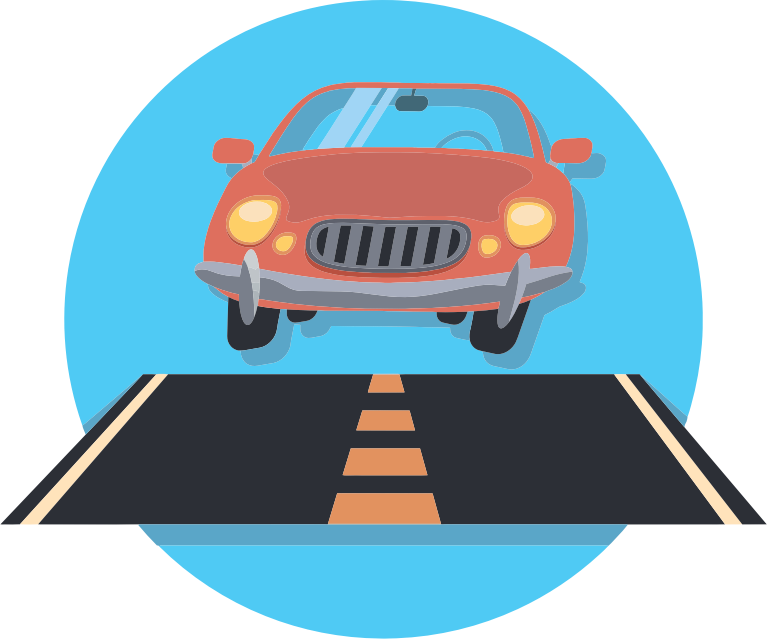 Car And Road Icon Graphic Free Download - Car On Road Clip Art (767x639), Png Download