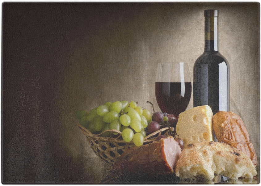 Wine Cheese And Grapes Cutting Board - Artwall Scott Medwetz Pinot Noir Wine Wall Decal Size: (1024x1024), Png Download