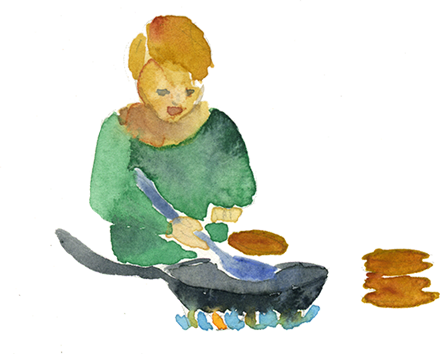 Flipping Pancakes - Pancake (440x354), Png Download