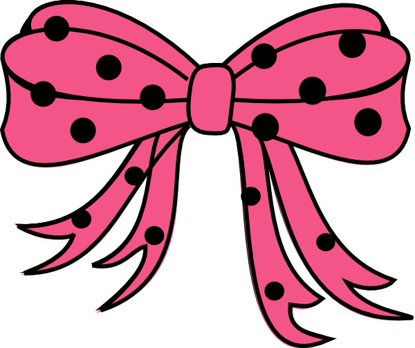 Dots Clipart Black Hair Bow - Pink And Black Polka Dots Bow (600x503), Png Download