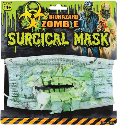 Biohazard Zombie Surgical Mask - Biohazard Printed Surgical Mask - White/green - One (415x415), Png Download