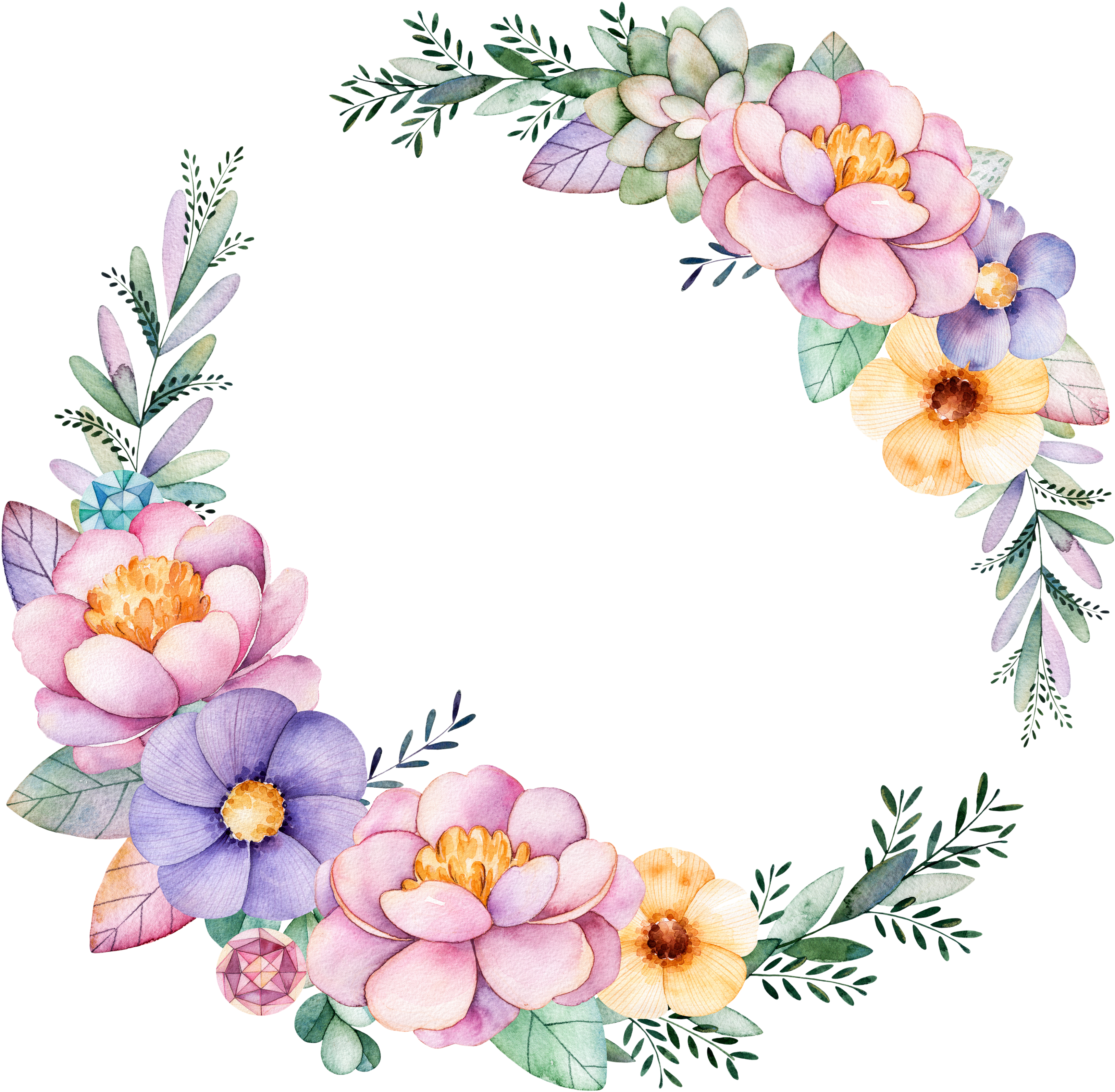 03 Watercolor Drawing, Watercolor Ideas, Flower Frame, - Personalized Ladies Gift, Floral Tote, Custom Tote (4000x4000), Png Download