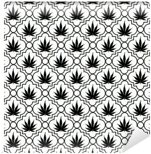Black And White Marijuana Leaf Pattern Repeat Background - Circle (400x400), Png Download