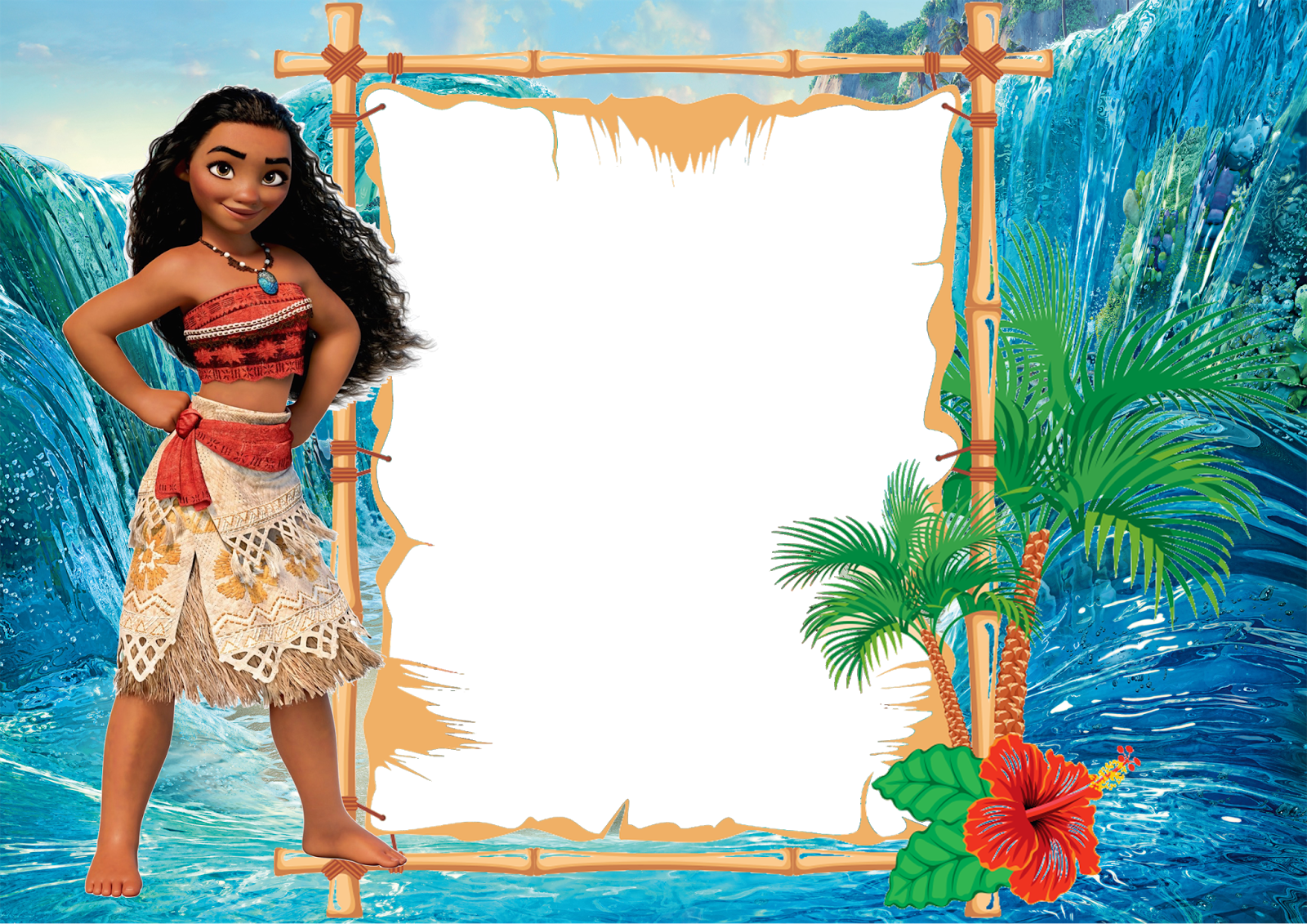 Moana Invitation - Moana Template (1600x1131), Png Download