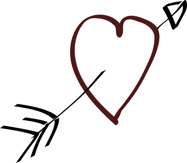 Love, Heart, Arrow, Stylistic, Hand Drawn - Heart With Arrow Clipart (640x559), Png Download