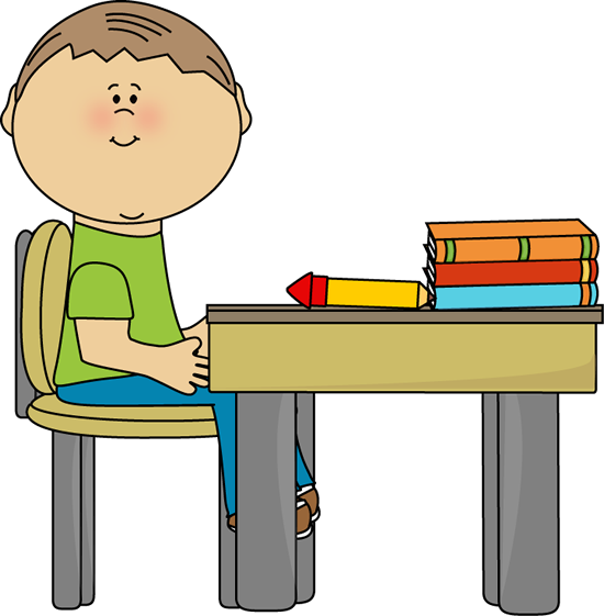 Classroom Desk Cliparts - Student Sitting At Desk Clipart (550x561), Png Download