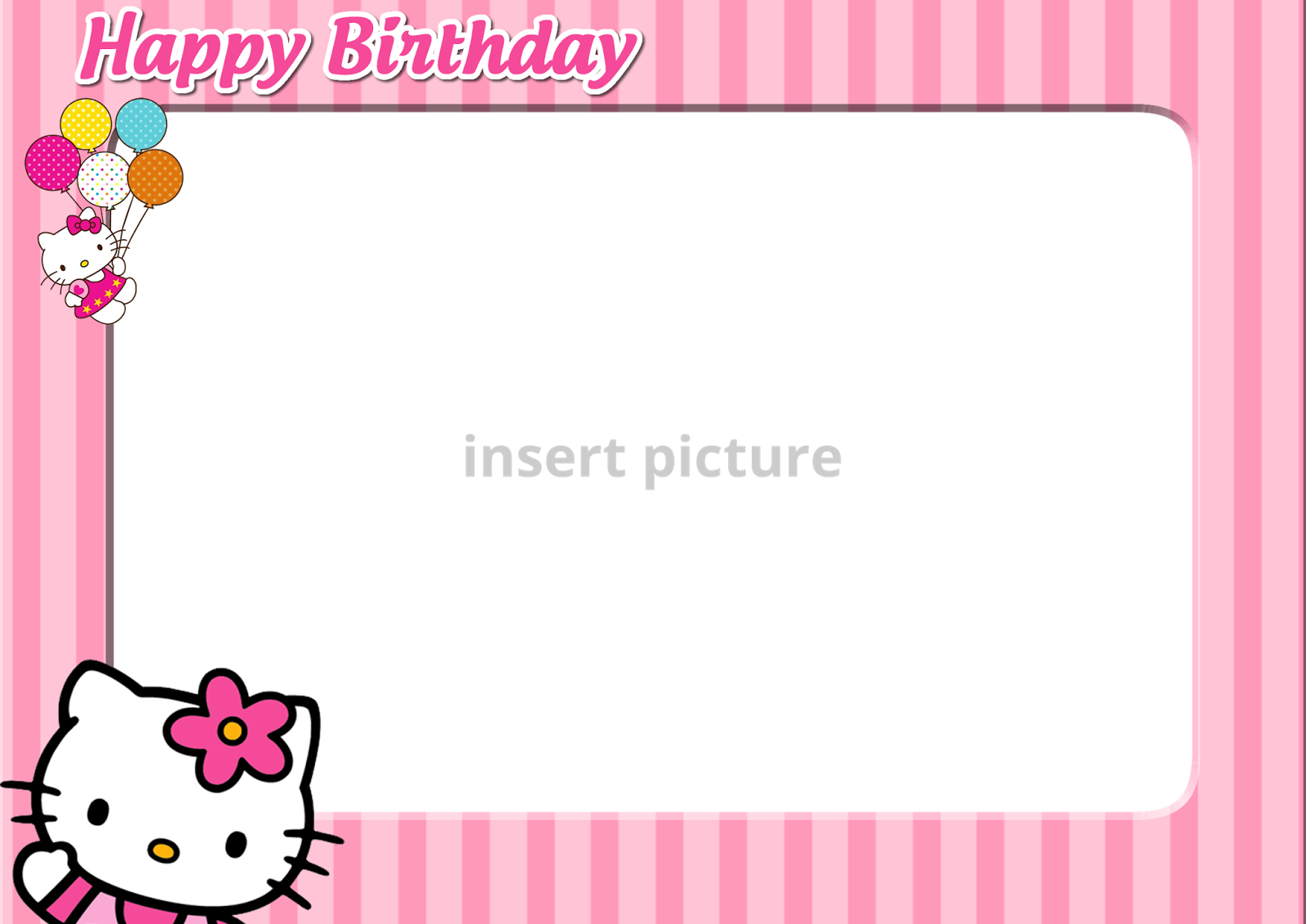 Download Free Printable Hello Kitty Png Frame - Hello Kitty Birthday Photo Frame (1600x1132), Png Download