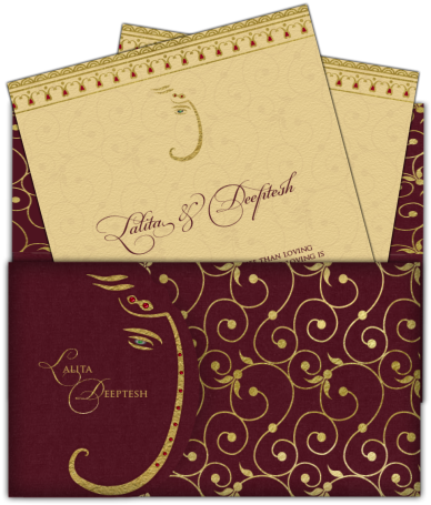 Luxury Ganesha Email Wedding Card Template In Red And - Reminder Invitation For Wedding Indian Style (406x471), Png Download