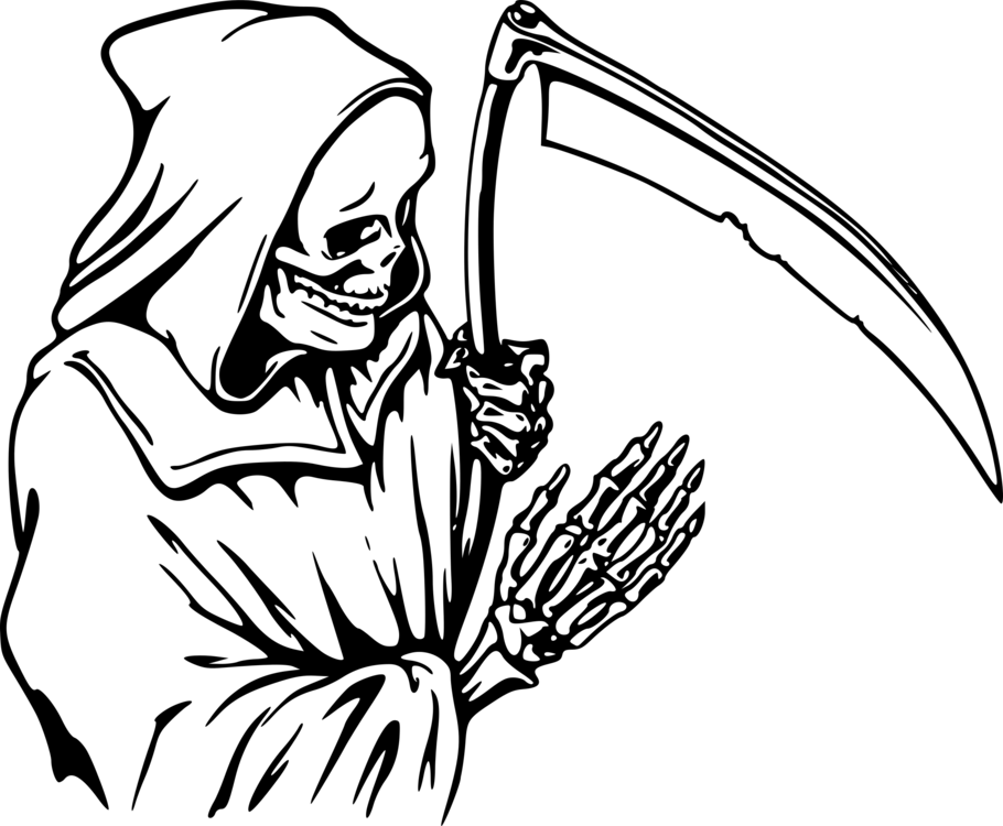 Death Drawing Download Danse Macabre - Black And White Grim Reaper (910x750), Png Download