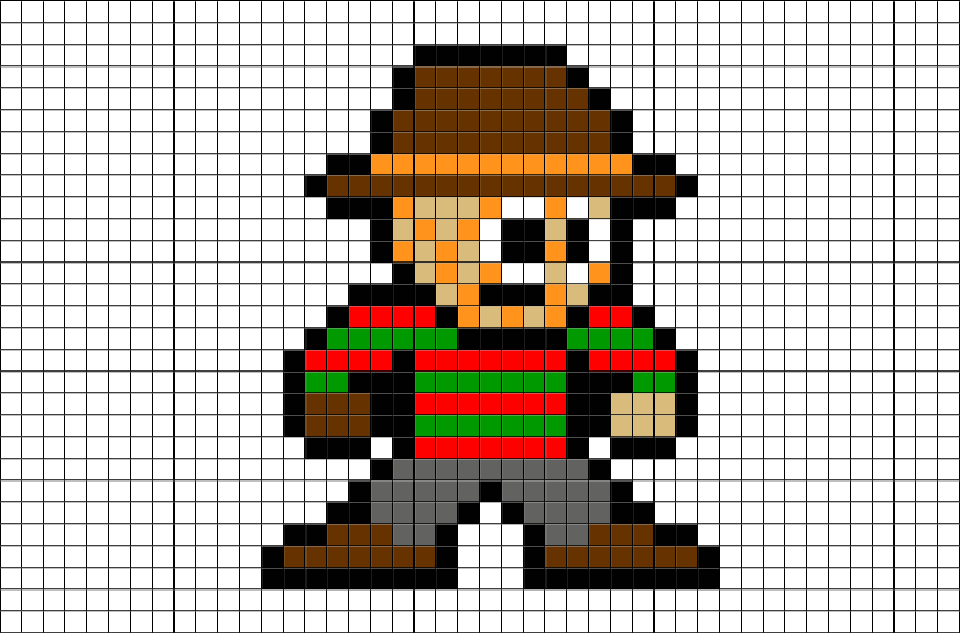 Freddy Krueger Pixel Art (880x581), Png Download