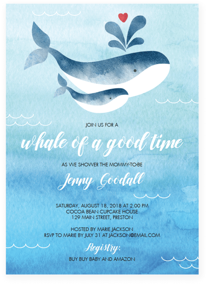 Whale Baby Shower Invitation Template By Littlesizzle - Gender Neutral Whale Baby Shower Invites (819x1024), Png Download