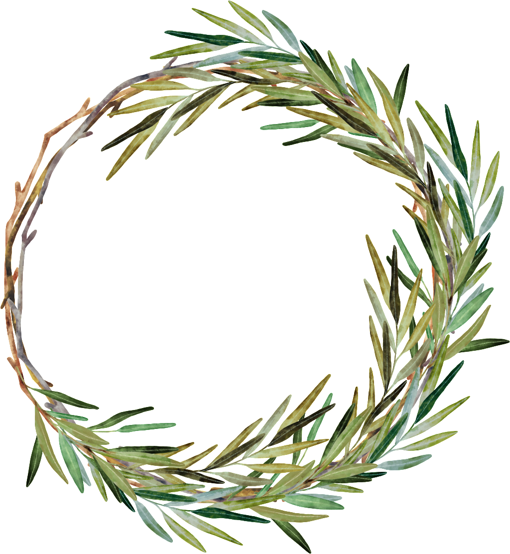 Hand Painted Weed Grass Ring Png Transparent - Watercolor Rosemary Wreath (1024x1112), Png Download