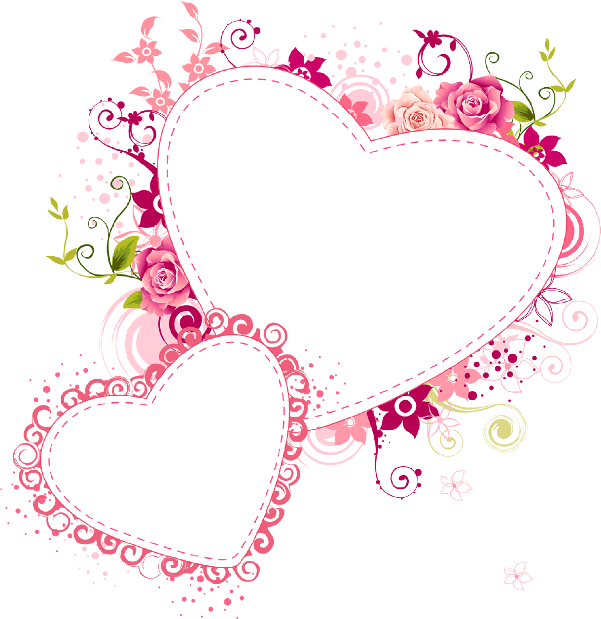 Hearts Png Heart Frame Transparent Pink Hearts Transparent - Floral Frame Heart Png (578x600), Png Download