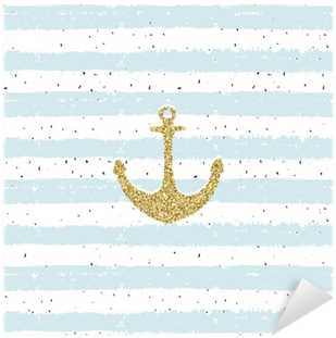 Gold Glitter Anchor On Striped Repeat B Scribble Background - Drawing (400x400), Png Download