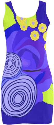 Indigo Watercolor Roses Floral Medea Vest Dress - Active Tank (500x500), Png Download