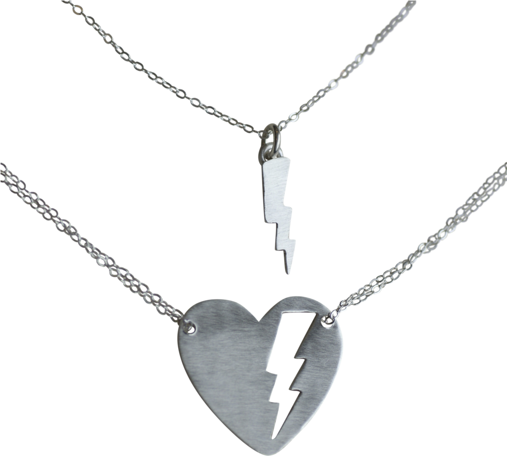 Fierce Heart Necklace With Lightning Bolt (1000x947), Png Download