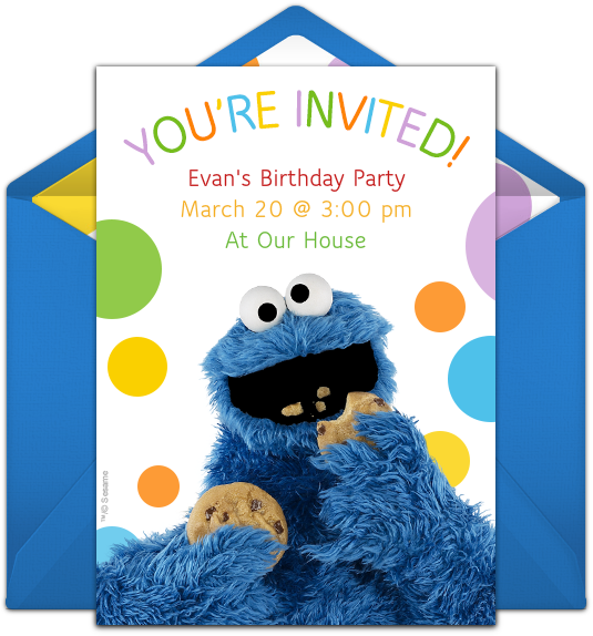Cookie Monster Online Invitation - Cookie Monster Png (650x650), Png Download