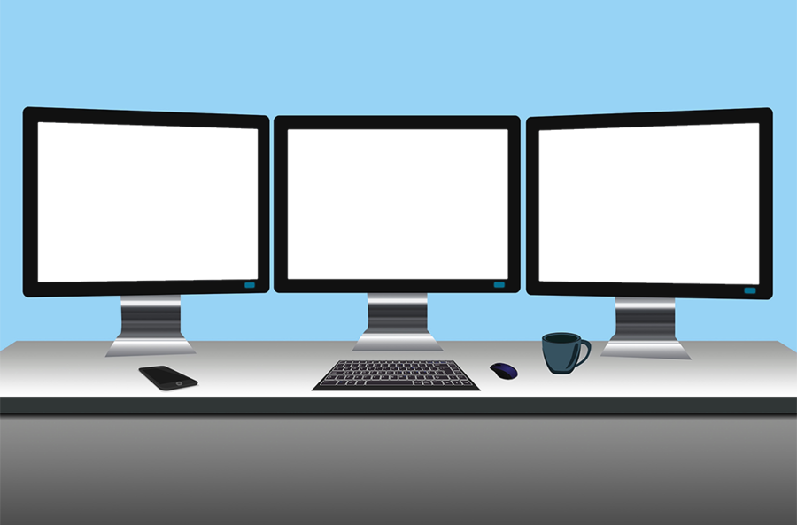 Three Tv Screen Clipart Computer Monitors Flat Panel - Three Tv Screen (900x593), Png Download