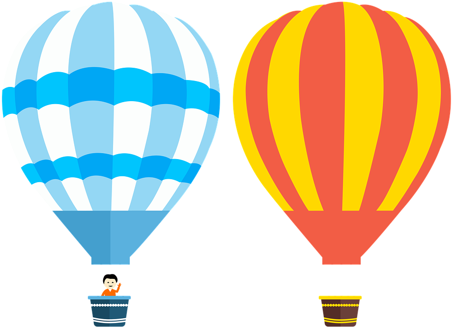 Hot Air Vector,flying,adventure - Blue Hot Air Balloon Vector Png (500x366), Png Download