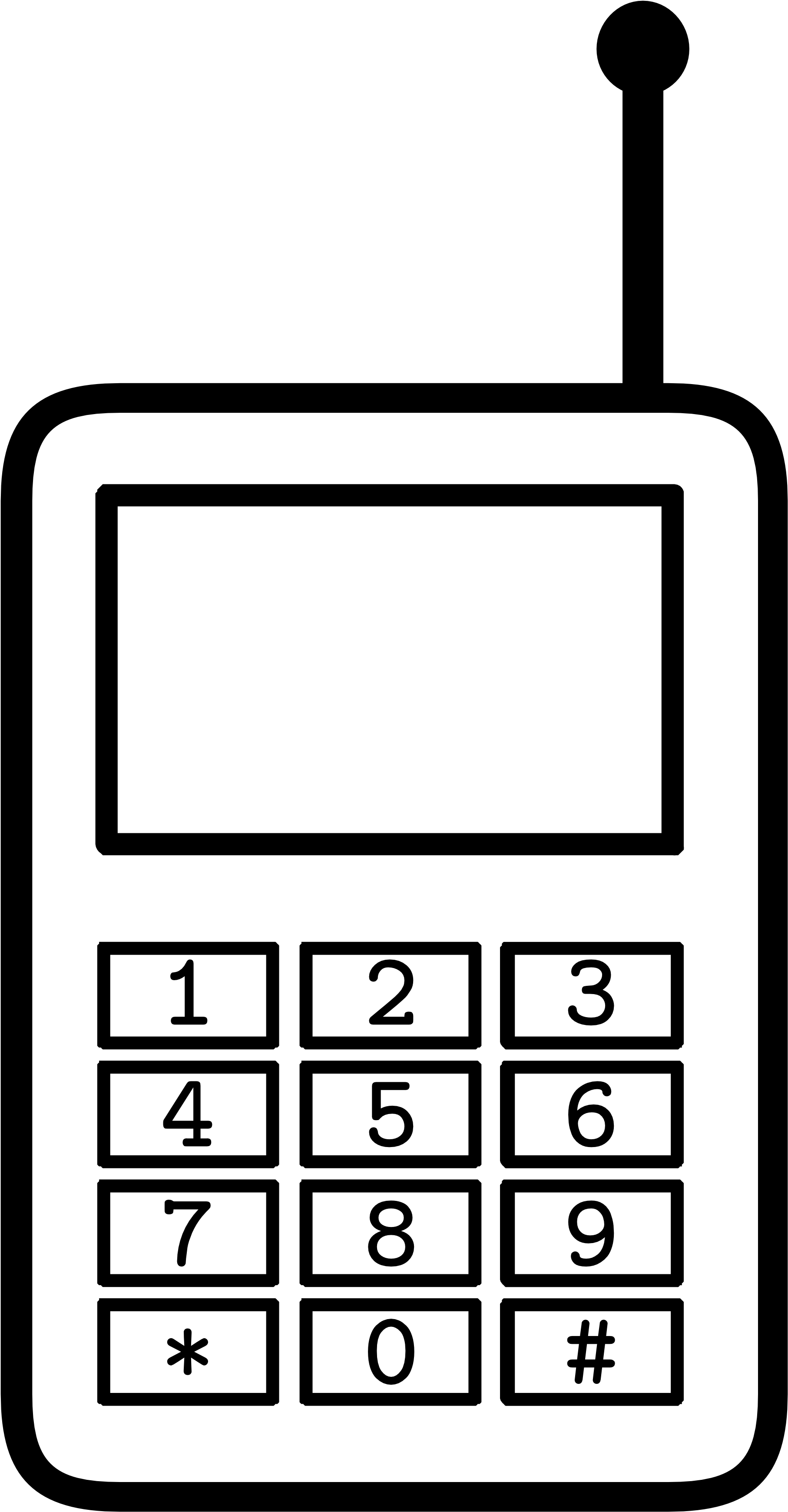 Images For Cell Phone Clip Art Black And White - Cellphone Black And White (1979x3799), Png Download