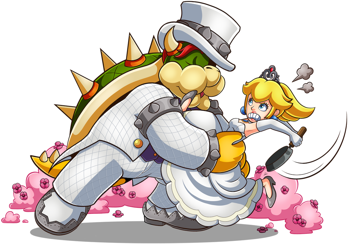 Kiss The Bride - Bowser And Princess Peach Kiss (1280x903), Png Download