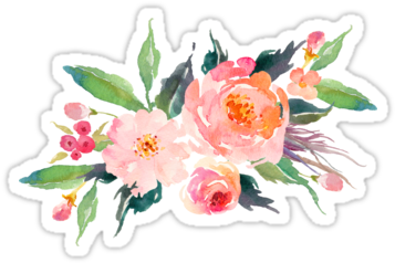Picture Free Download Watercolor Flower Bouquet Sticker - Watercolor Floral Bouquet Png (375x360), Png Download