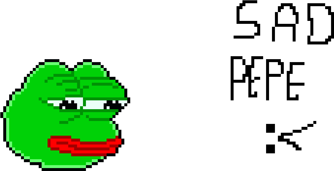 Sad Pepe The Frog - Pepe The Frog Pixel Art (1450x740), Png Download