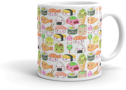 Japanese Foods Mug, Colorful Mug, Kawaii Mug, Sushi - Mug (600x600), Png Download