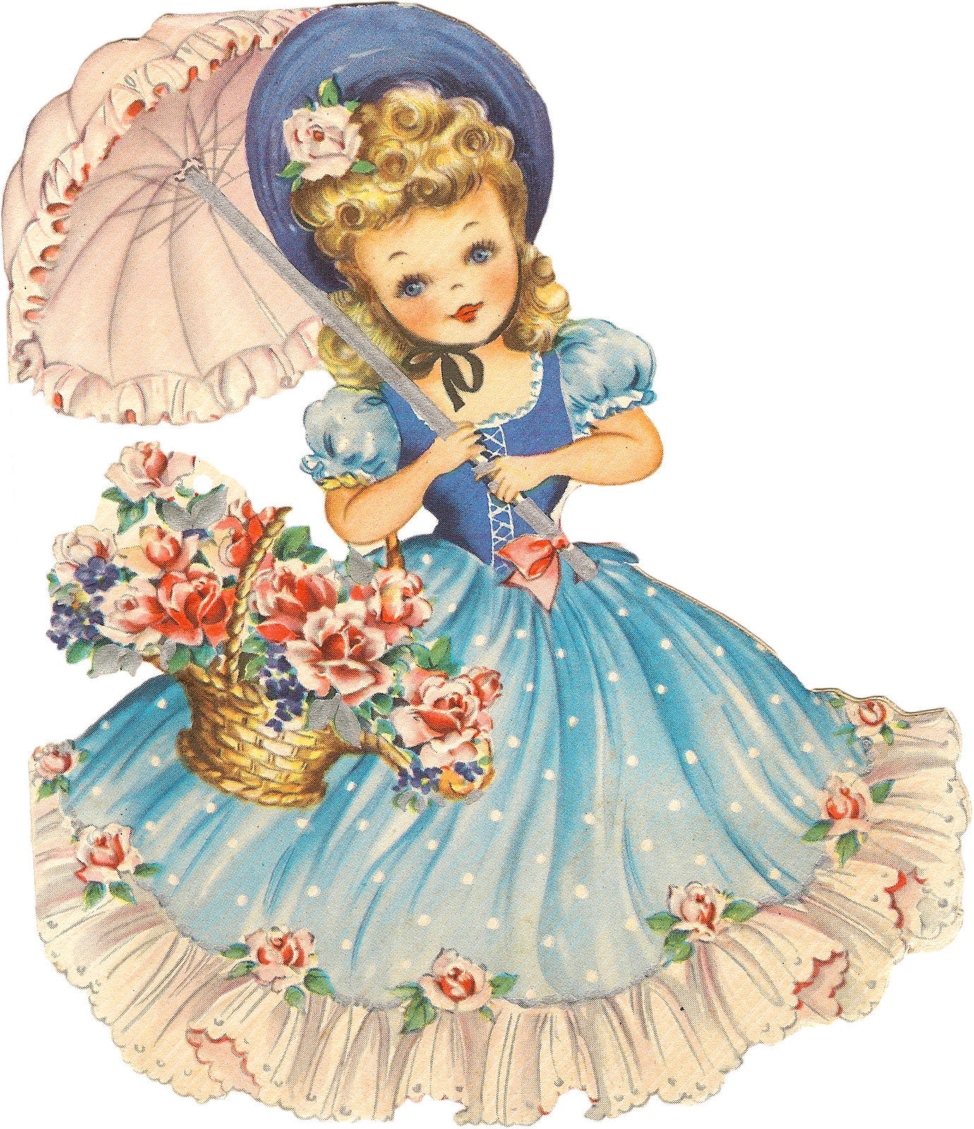 Clipart Vintage Girl Png - Happy Birthday Classic Cards (1380x1600), Png Download
