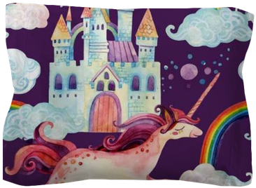 Watercolor Unicorn And Castle Seamless Pattern Pillow - Art Print: Tanycya's Watercolor Open Book With Magic (400x400), Png Download