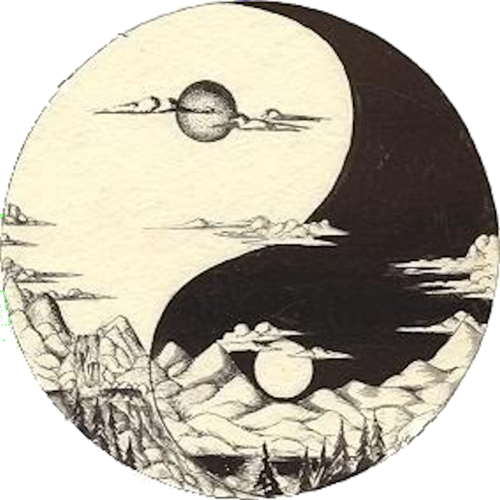 Ancient Symbol Of Balance, And Opposing Forces Of Nature - Yin Yang Mountain Tattoo (500x500), Png Download