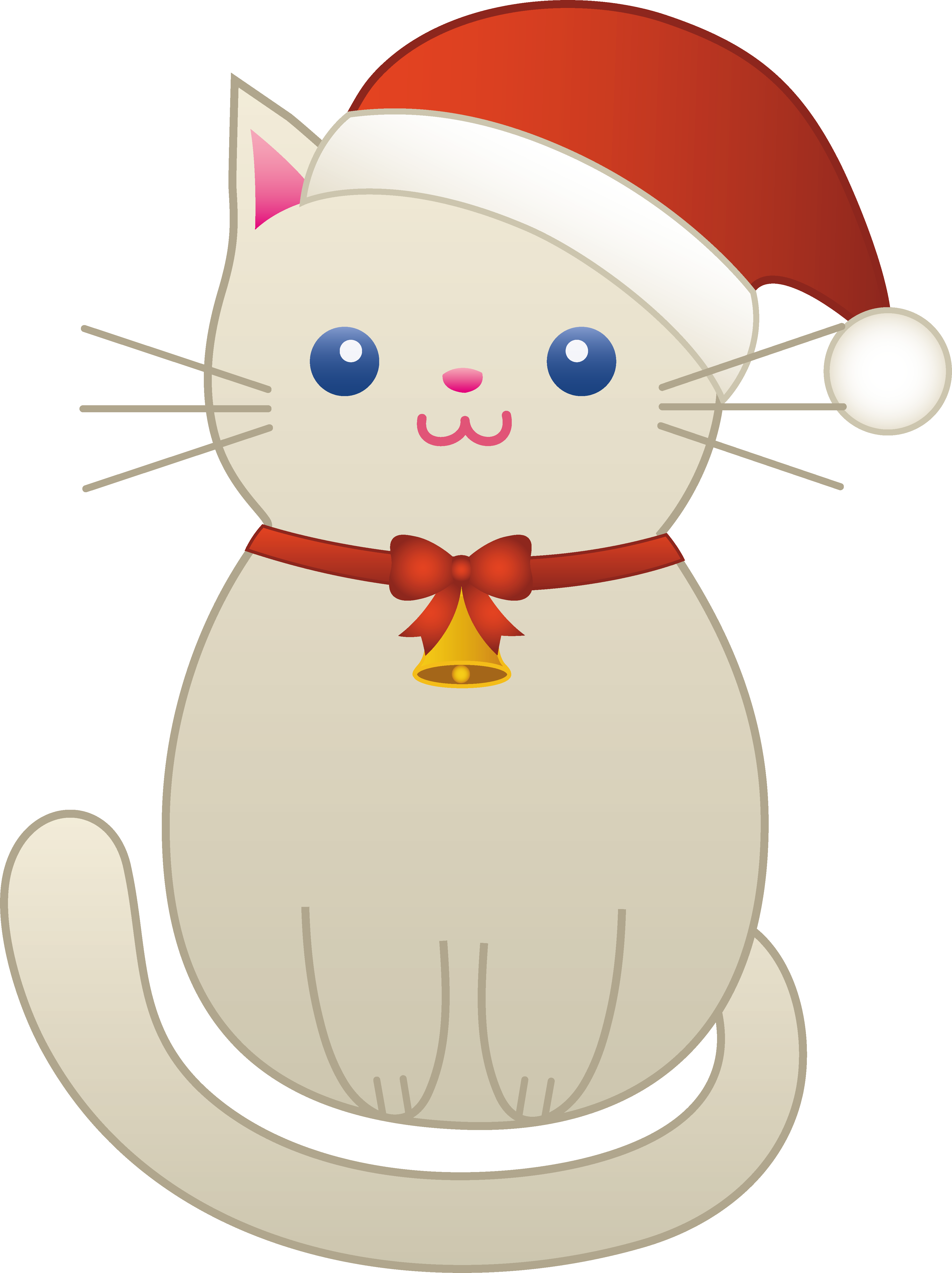 Kittens Clipart Christmas Santa - Cute Christmas Cat Cartoon (3942x5271), Png Download