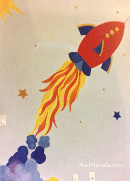 Space Mural With Rocket - Art (800x600), Png Download