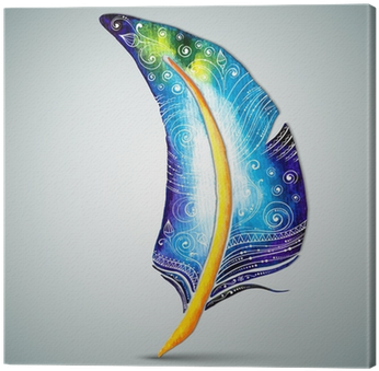 Vector Watercolor Feather With Doodle Pattern - Watercolor Painting (400x400), Png Download