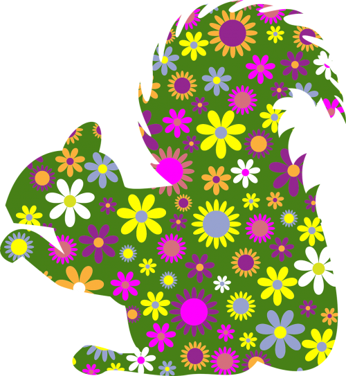 Squirrel With Flowers Clipart (500x543), Png Download