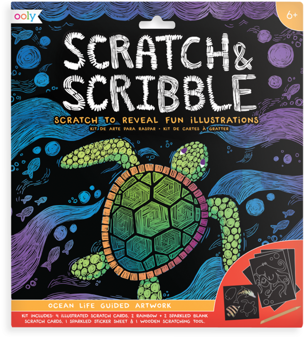 Ocean Life Scratch And Scribble Scratch Art Kit - Space Dogs 2 (800x800), Png Download