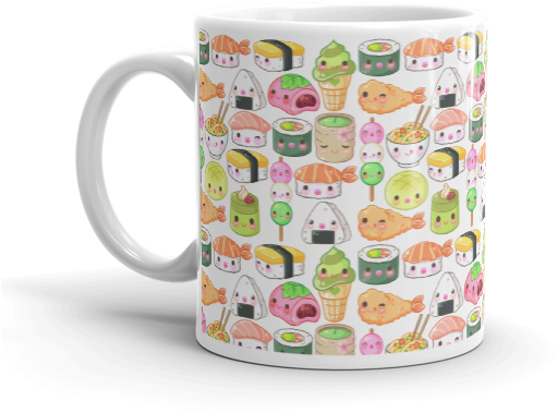 Japanese Foods Mug, Colorful Mug, Kawaii Mug, Sushi - Mug (600x600), Png Download