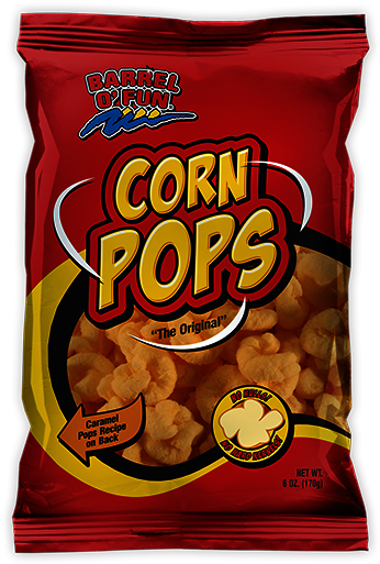 Barrel O Fun Corn Pops Puffed Snacks - Puff Corn Chip Snacks (416x530), Png Download